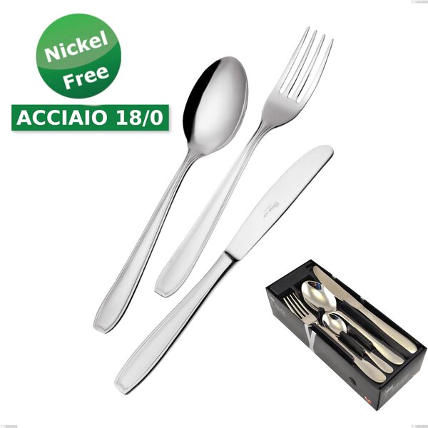 Confezione salvaspazio 24 pezzi coltello economico Atena 18 Cromo, (Acciaio 18/0) Nichel Free, spessore 2 mm