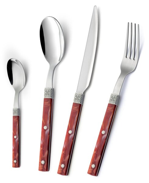 Confezione a libro 6 pezzi cucchiaini caff� boheme, Acciaio inox (Aisi 304) ghiera incisa con decoro classico e finitura argentata