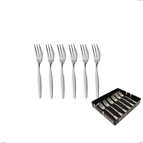 Confezione vetrina 6 pezzi forchettine dolce Beme acciaio 18/O (ASI 430 ) Nichel Free, spessore 2 mm cromo lucido