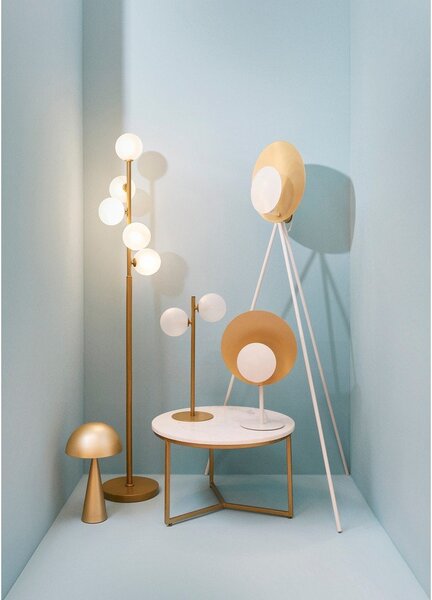 Lampada da terra dorata con paralume in vetro (altezza totale 156,5 cm) Balls – Bizzotto