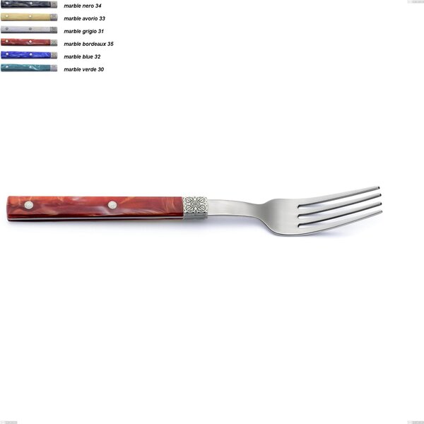 Forchetta frutta boheme, Acciaio inox (Aisi 304) ghiera incisa con decoro classico e finitura argentata, lunghezza 190 mm