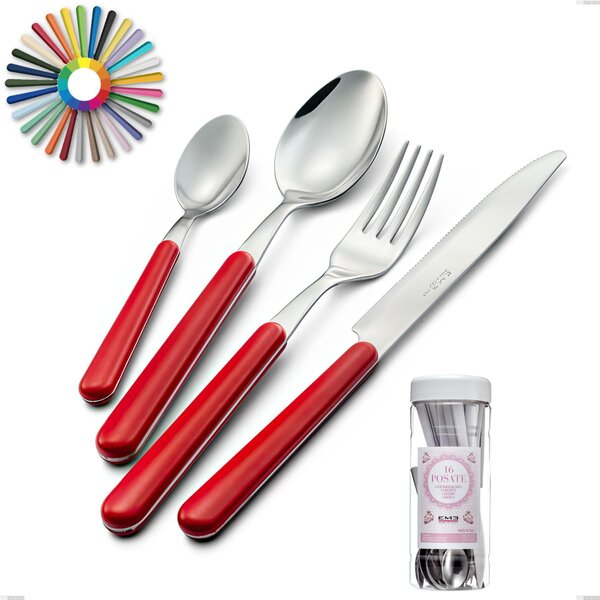 Confezione barattolo francese 16 pezzi posate Brio, Acciaio inox 18.c (AISI 430), manici in abs