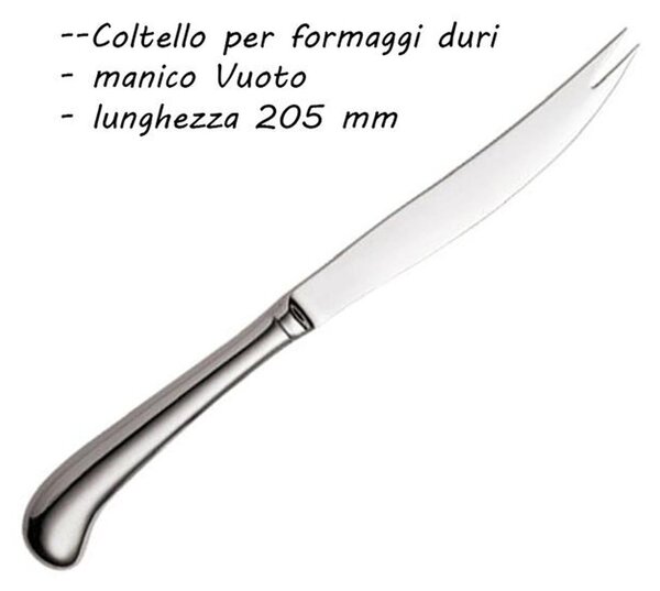 Coltello Formaggio due punte manico Vuoto inox 181/0 lucido 205 mm