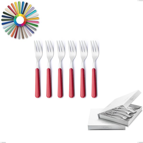 Confezione a libro 6 pezzi forchette dolce Brio, Acciaio inox 18.c (AISI 430), manici in abs