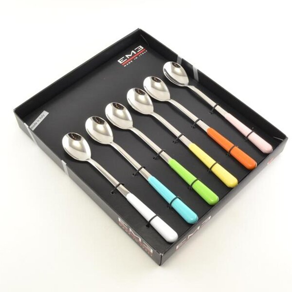 Set Cucchiaini da Bibita 6 pezzi 6 colori BRIO in acciaio 18/C in confezione Regalo Colori