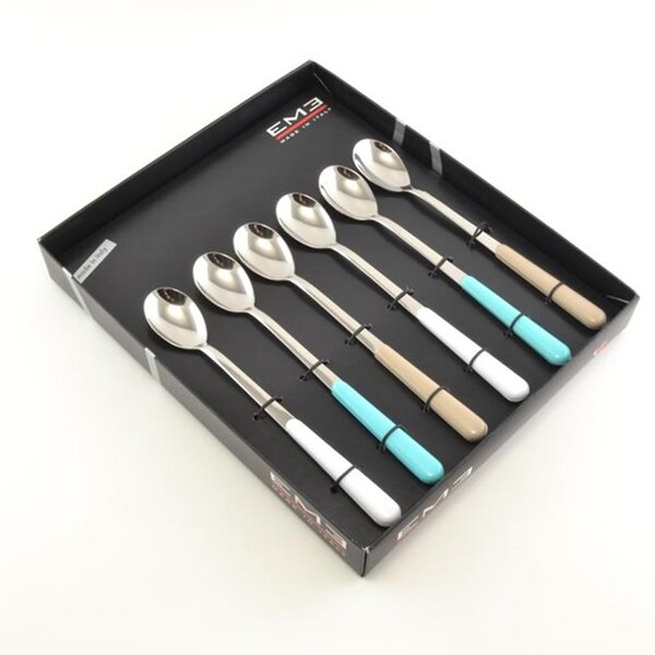 Set Cucchiaini da Bibita 6 pezzi 6 colori BRIO in acciaio 18/C in confezione Regalo Colori Pastello