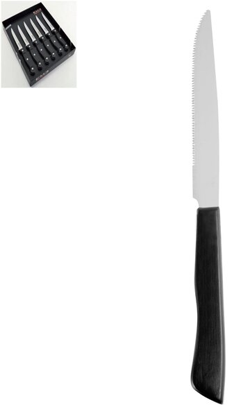 Coltello da Bistecca manico ACRILICO ZAK 230 mm in acciaio inox 18.10 lucido adatto all'uso in Lavastoviglie confezione 6 pezzi
