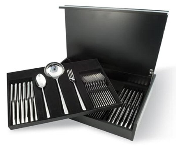 Servizio Posate 75 Pezzi MONICA in acciaio inox 18/10 lucidato a specchio in astuccio legno