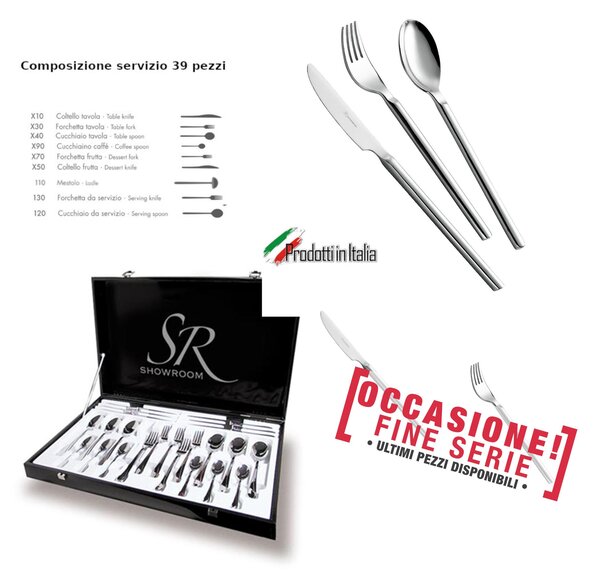 Servizio Posate 39 Pezzi MIZAR in acciaio inox 18/10 lucidato a specchio Forgiato