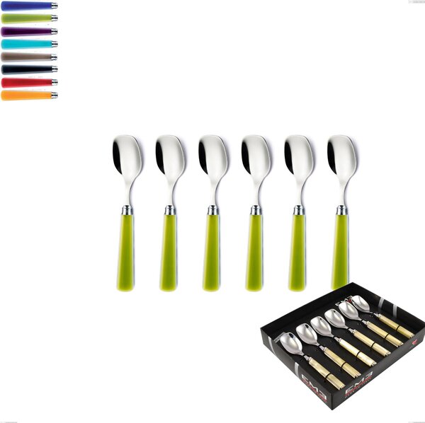 Confezione vetrina 6 pezzi cucchiaino gelato candy eme, Acciaio 18/10 AISI 304 Lucido manicatura acrilico