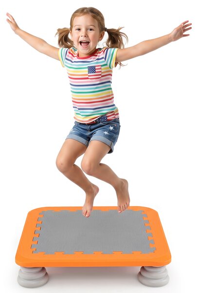 Costway Trampolino elastico per bambini con piedini ammortizzanti, Tappeto elastico da interno ed esterno ideale per bambini 3+ anni portata 100 kg Arancione