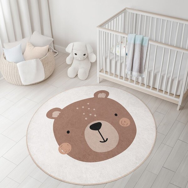 Tappeto per bambini marrone/color crema lavabile ø150 cm Teddy Bear – Mila Home
