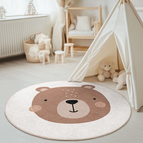 Tappeto per bambini marrone/color crema lavabile ø150 cm Teddy Bear – Mila Home
