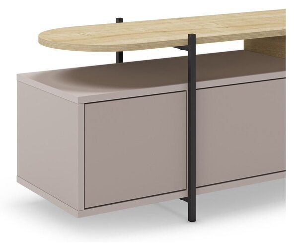 Tavolo TV grigio e beige in rovere 160x48 cm Hinoa - Marckeric