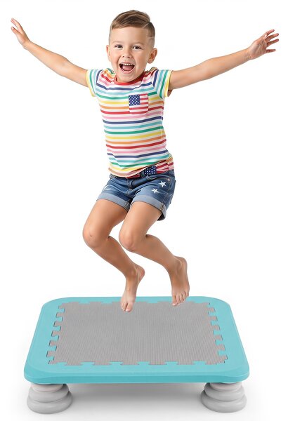 Costway Trampolino elastico per bambini con piedini ammortizzanti, Tappeto elastico da interno ed esterno ideale per bambini 3+ anni portata 100 kg Blu