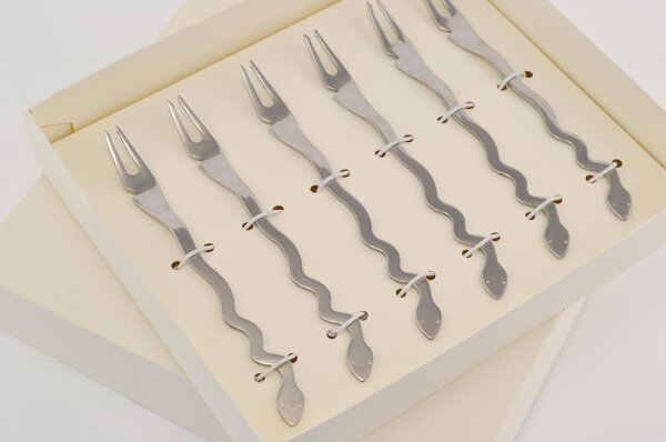 Forchette Molluschi 6 pezzi Temptation in acciaio inox 18/10 Lucido spessore 2 mm in confezione bomboniera