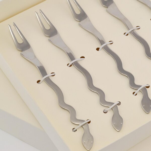 Forchette Molluschi 6 pezzi Temptation in acciaio inox 18/10 Lucido spessore 2 mm in confezione bomboniera