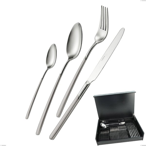 Servizio di posate 51 pezzi in astuccio di legno Celtika sabbiato, Inox 18.10 (AISI304), spessore 5.00