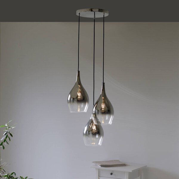 Paul Neuhaus Lampada a sospensione Pilua, dimmerabile, Alluminio / Grigio / Zincato, Soggiorno / Sala da pranzo, Vetro, Moderno, Lampada a sospensione