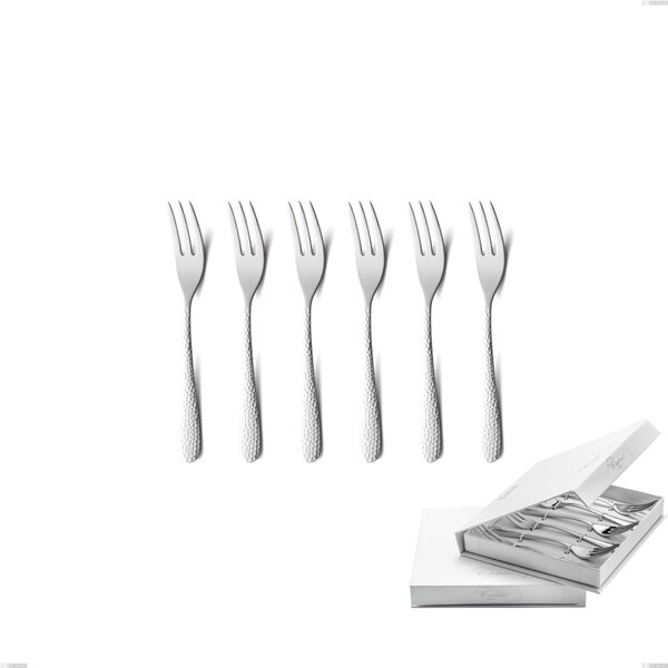 Confezione a libro 6 pezzi forchette dolce cortina, Acciaio inox (Aisi 304) acciaio martellato lucido