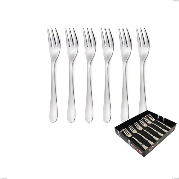 Confezione vetrina 6 pezzi forchettine dolce Charme , Acciaio 18/10 (aisi 304) lucido, spessore 2.5 mm
