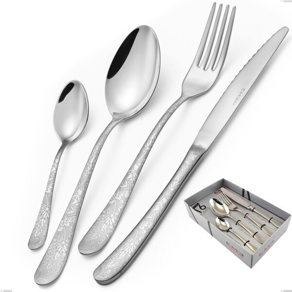 Confezione vetrina 16 pezzi Charme Pechino, Acciaio 18/10 Inox Lucido con incisione al laser, spessore 2,5 mm mm
