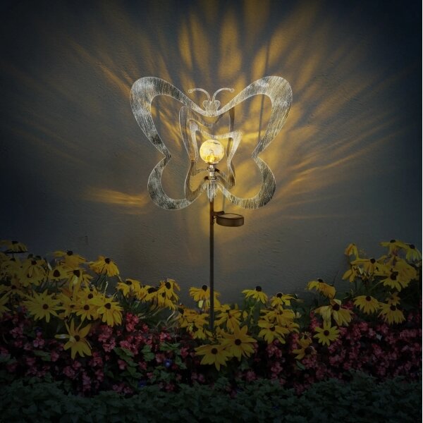 Globo 36581 - Lampada solare a LED/0,06 W/3 V IP44 farfalla argentata