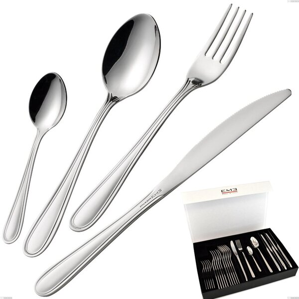 Set di posate 24 pezzi City in confezione panoramica a libro coltello economico, Inox 18.10 (Aisi304), spessore 1.8 mm