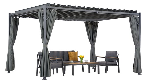 Pergola antracite Tasos 3x6m con tende Garden Point