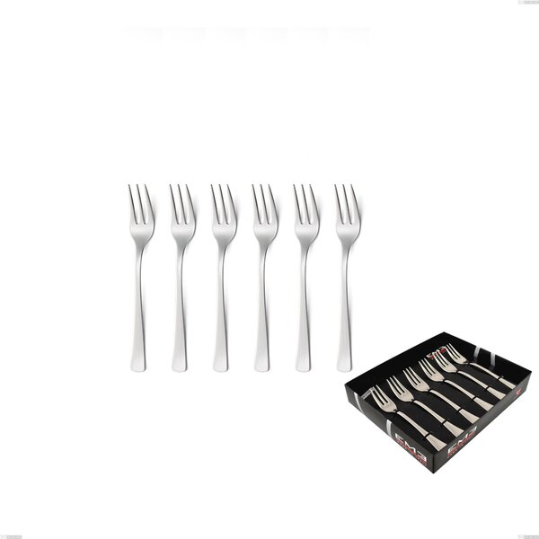 Confezione vetrina 6 pezzi forchettine dolce doram, Acciaio inox Aisi 304 lucido, spessore 2.5 mm