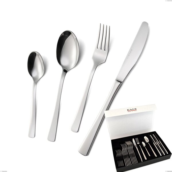 Set di posate 24 pezzi doram in confezione panoramica a libro coltello economico, Acciaio inox Aisi 304 lucido, spessore 2.5 mm