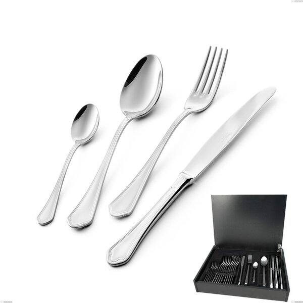 Servizio di posate 24 pezzi in astuccio di legno Domus, inox 18.10 (AISI304), spessore 3.0 mm
