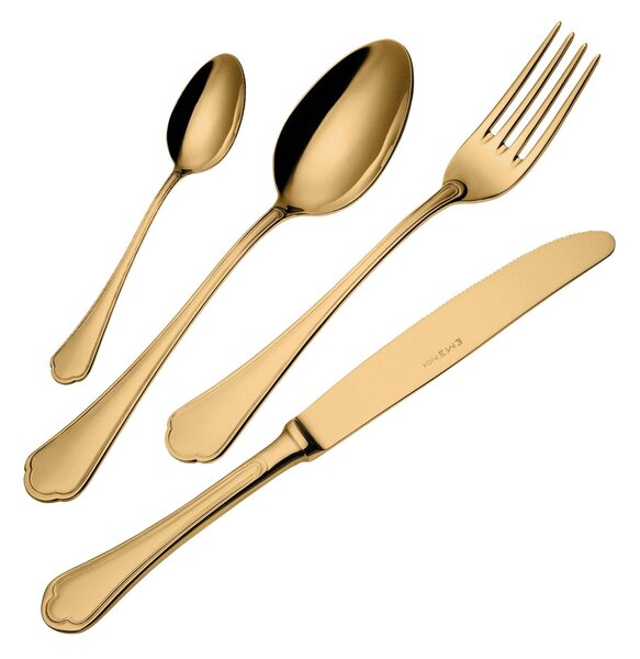 Confezione vetrina 7 pezzi dolce Domus Gold, Acciaio 18/10, spessore 3 mm