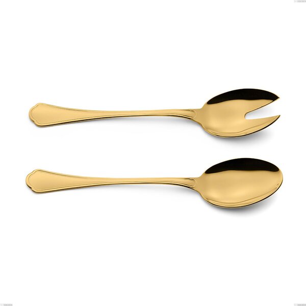 Coppia insalata Domus Gold, Acciaio 18/10, lunghezza 240 mm spessore 3 mm trattamento PVD Gold