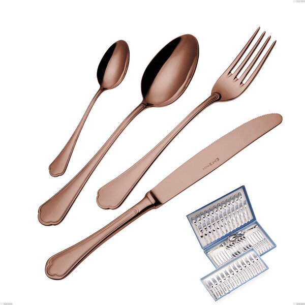 Servizio di posate 75 pezzi in astuccio regalo Domus Chocolate, Acciaio 18/10, spessore 3 mm