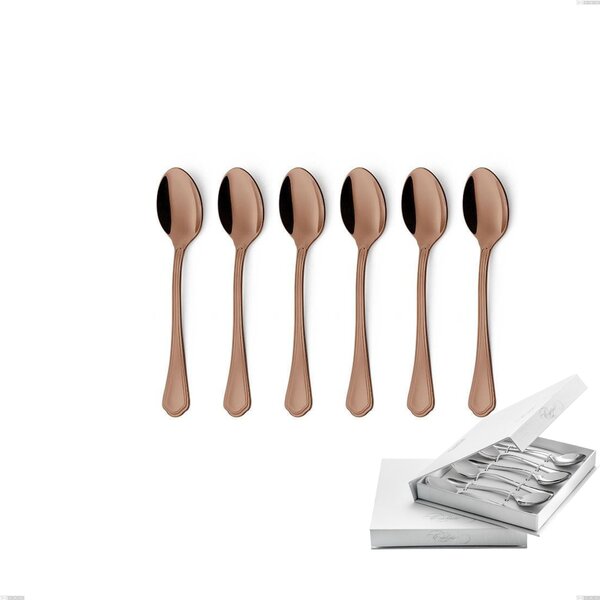 Confezione a libro 6 pezzi cucchiaini caff� Domus Chocolate, Acciaio 18/10, spessore 3 mm