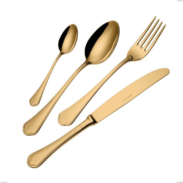 Forchetta da servizio Domus Gold, Acciaio 18/10, lunghezza 240 mm spessore 3 mm trattamento PVD Gold