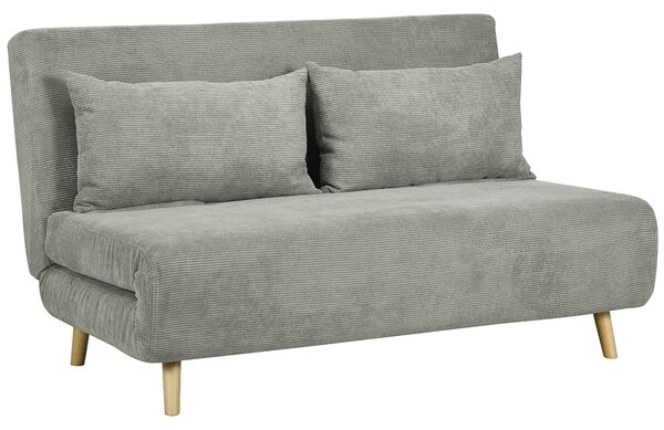 HOMCOM Divano Letto 2 posti con Schienale a 3 angolazioni Regolabile e 2 Cuscini, in Tessuto Effetto Lino, 141x90x81 cm, Grigio | Aosom Italy