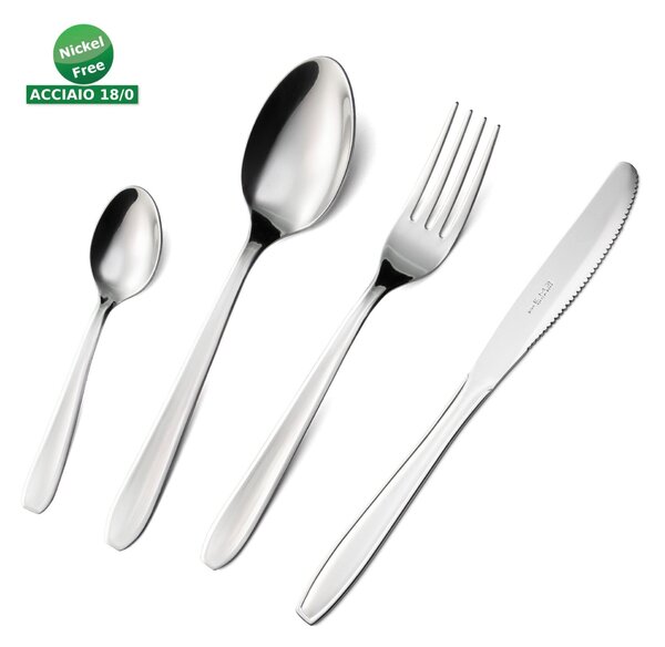 Confezione regalo 49 pezzi coltello economico eco, Acciaio inox Aisi 430 NIchel Free Posate Lucide, spessore 1.5 mm