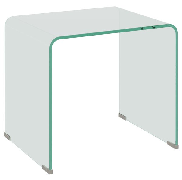 HOMCOM Tavolino in Vetro Temperato Moderno da Salotto con Design Monoblocco, 50x40x45 cm, Trasparente