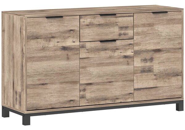 HOMCOM Credenza Buffet in stile Industriale con Cassetto e 3 Armadietti, in Legno Marrone, 120x36.5x70 cm