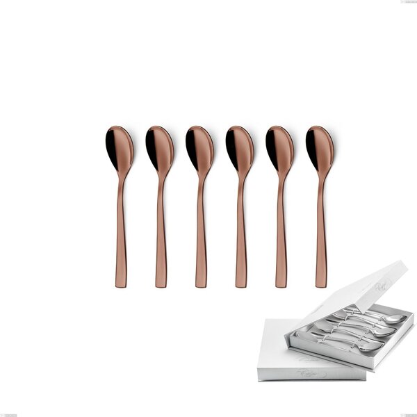 Confezione a libro 6 pezzi cucchiaini caff� Etoile PVD Chocolate, Acciaio 18/10 lucido, spessore 4 mm, pvd chocolate