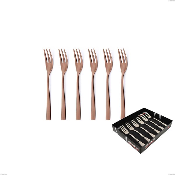 Confezione vetrina 6 pezzi forchettine dolce Etoile PVD Chocolate, Acciaio 18/10 lucido, spessore 4 mm, pvd chocolate