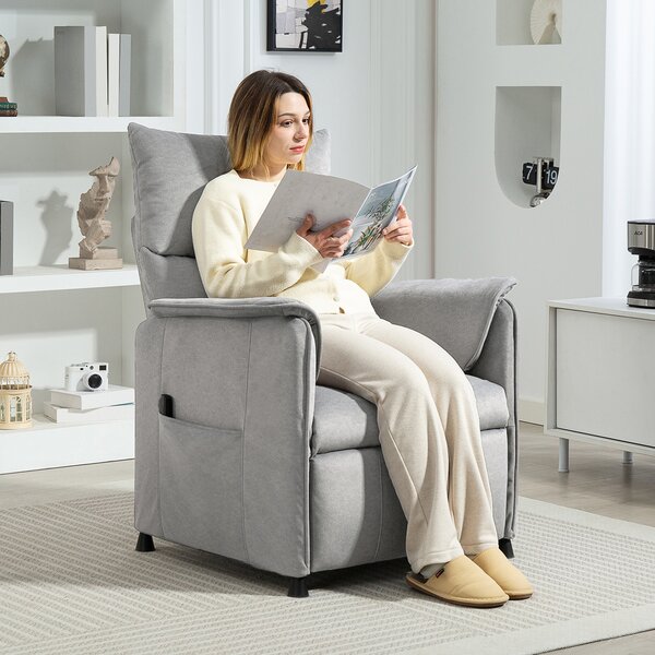 HOMCOM Poltrona Reclinabile Elettrica con Telecomando e Poggiapiedi, Sedia in Tessuto Effetto Velluto, 80x83x104 cm, Grigio | Aosom Italy
