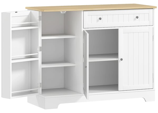 HOMCOM Credenza Moderna con Spazio di Archiviazione, Mobile Buffet con Cassetto, Ripiani Regolabili, Piccola Dispensa da Cucina con Ripiani Porta, Bianco | Aosom Italy