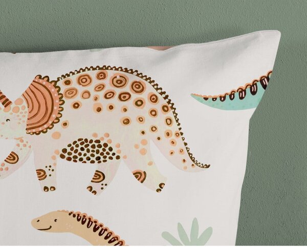 Set copripiumino e federa da bambini marrone/beige in cotone per letto singolo 140x200 cm Dino – Good Morning