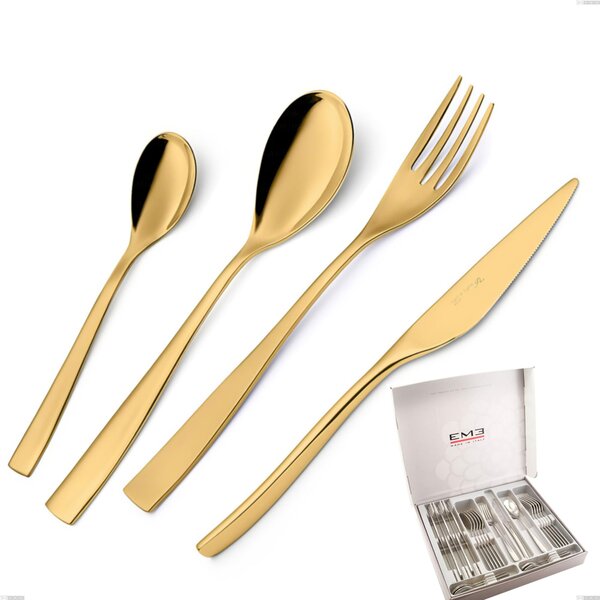 Cofanetto 24 pezzi Etoile PVD Gold, Acciaio 18/10 lucido, spessore 4 mm, pvd oro