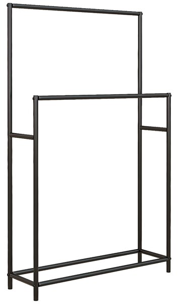 HOMCOM Portasciugamani da Terra a 2 Bracci Autoportante in Metallo, 66x20x110 cm, Nero | Aosom Italy
