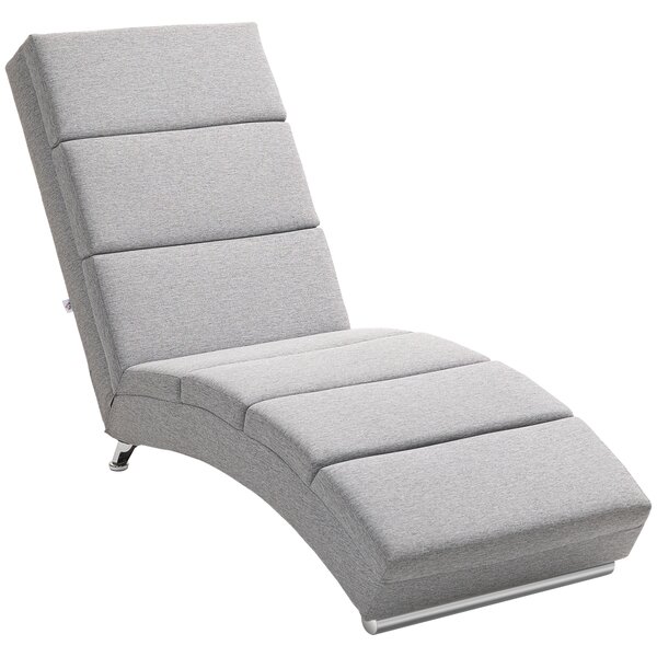 HOMCOM Chaise Longue Reclinabile con Schienale Alto, Imbottitura Spessa e Gambe in Metallo, Grigio Chiaro | Aosom Italy