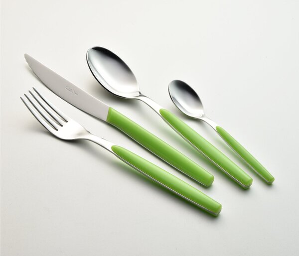 Set Posate colorate 24 pezzi un posto tavola DREAM 6 Coltello 6 Forchetta 6 Cucchiaio 6 Cucchiaino caffe in acciaio 18/0 (AISI430) Nichel Free Verde